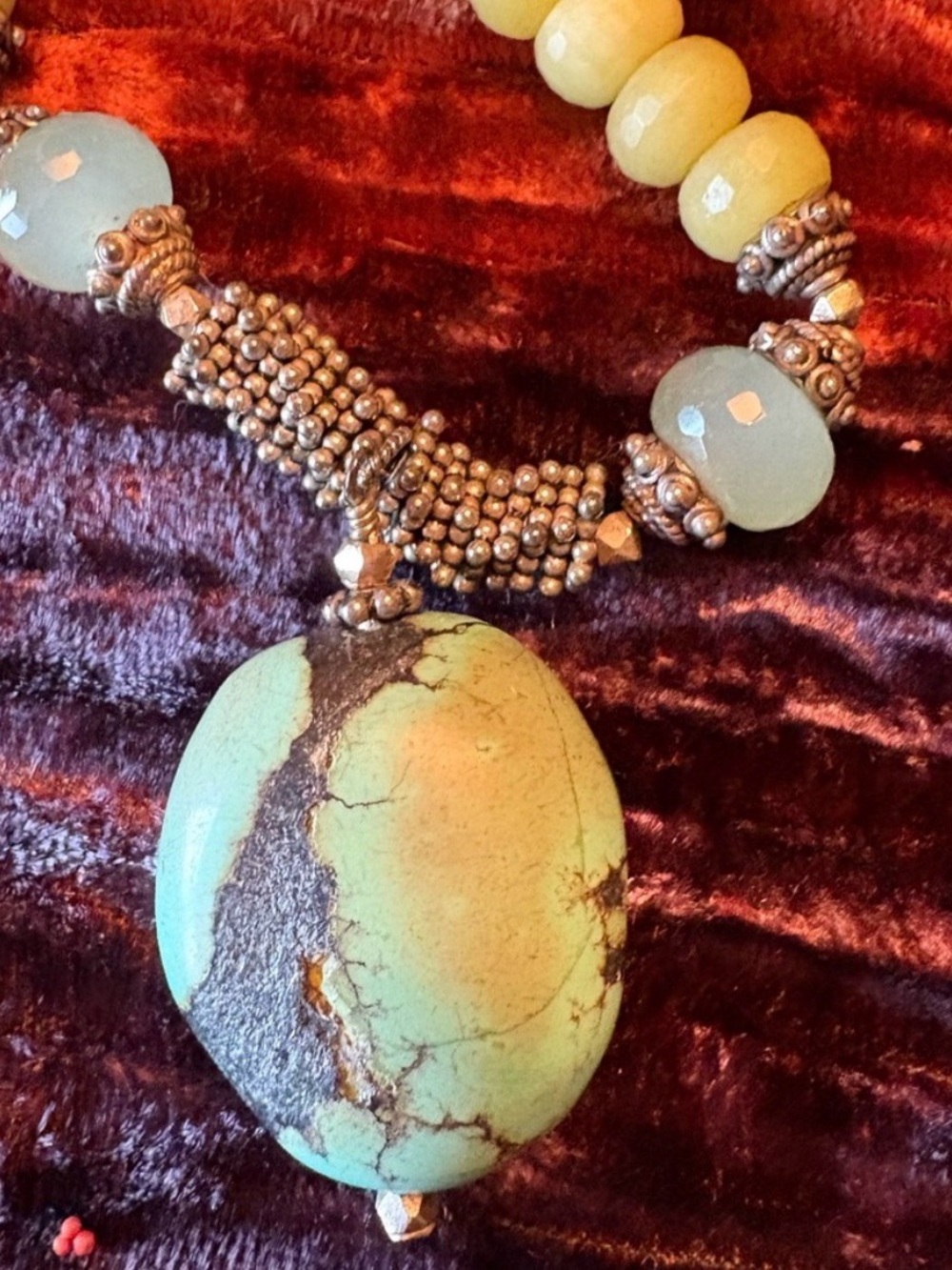 Turquoise and Yellow Bead Statement Necklace